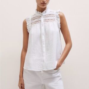 ME+EM Cheescloth Lace Detail Top NWT/ Size 2/White